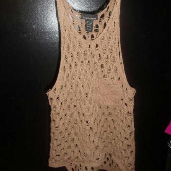 Brown Sweater Factory tank with front pocket