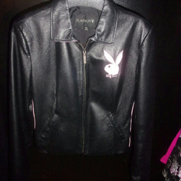 Leather Playboy jacket with pink details