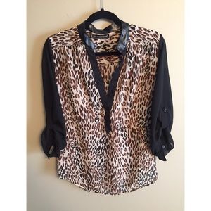 ✨NEW✨ Sheer Leopard Print Blouse - Size 0 / XL