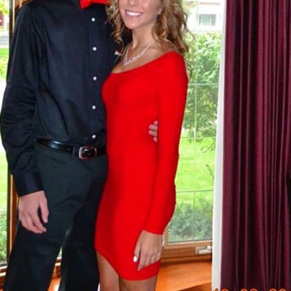 Red One-Arm Short Tight Dress - Picture 1 of 4