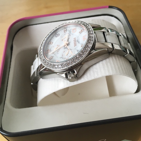 Fossil two tone white marble Riley link watch NWT - Picture 4 of 4