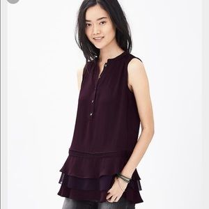 Banana Republic Blush Rose Ruffled Silk Tank