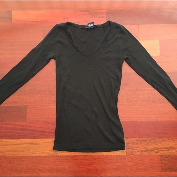 Ralph Lauren Sport black V-neck long sleeve tee - Picture 1 of 1