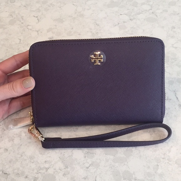 Tory Burch Purple Iris York Leather Wristlet NWT