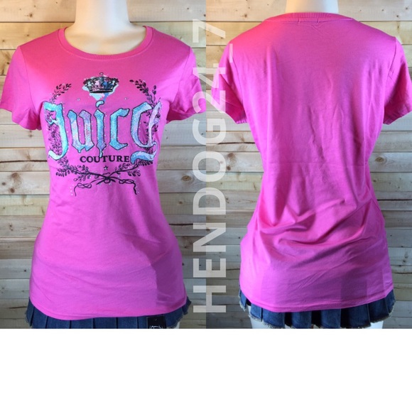 JUICY COUTURE GLITTERY LOGO WITH CROWN TEE
