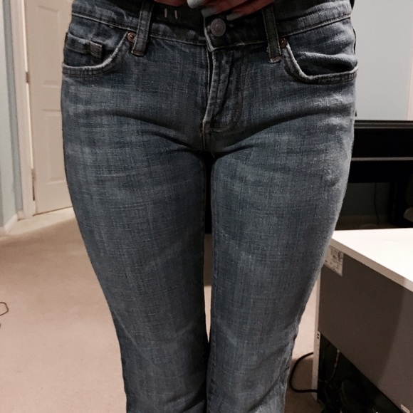 7 For All Mankind Gold Rhinestone Pocket Boot Cut - Picture 2 of 4