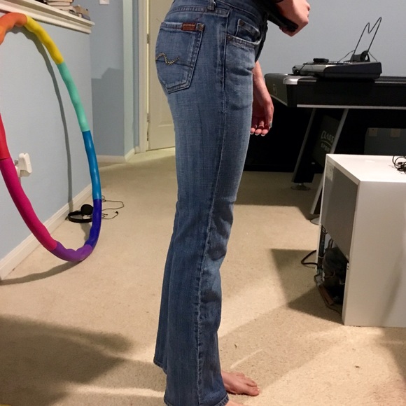 7 For All Mankind Gold Rhinestone Pocket Boot Cut - Picture 3 of 4