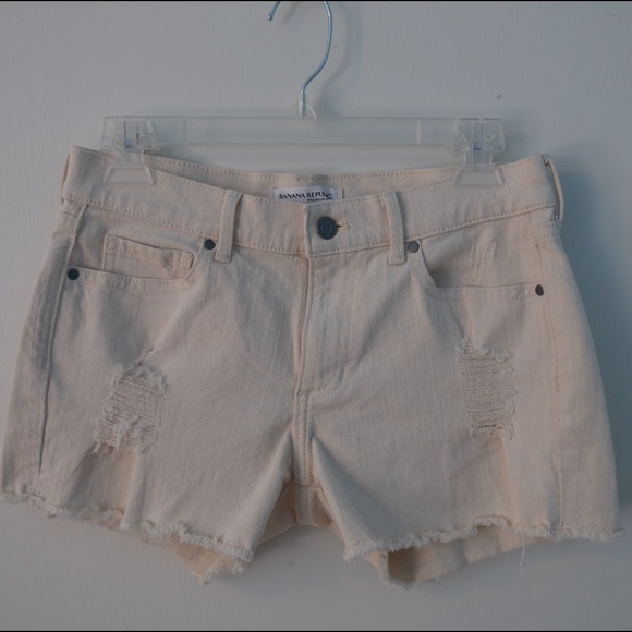 Beige Denim Shorts