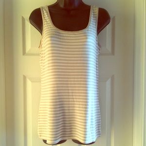 Max Studio Scoop Neck Striped Tank