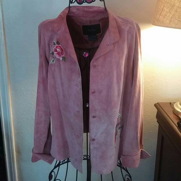 Retro Leather Jacket with  Embroidered Details