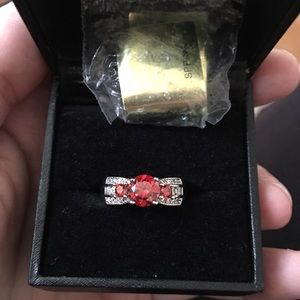 Elegant Red Cz Silver ring Size 8