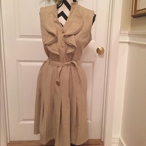 Calvin Klein Tan ruffle dress