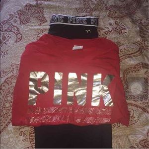 Pink Black and Gold VS PINK outfit.