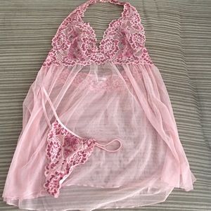 Victorias Secret halter babydoll lingerie set L