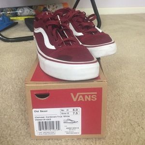 Burgandy lowtop vans. Size 7.5 (us)