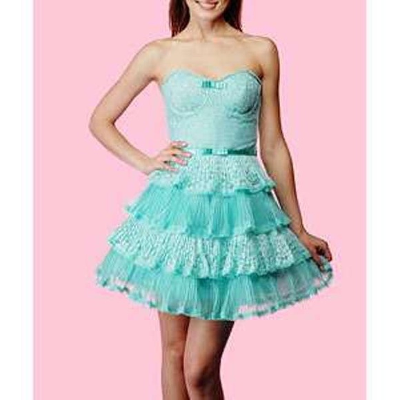 Betsey Johnson Dresses Betsey Johnson Teal Lace Dress Size 2