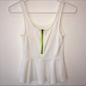 Express Peplum Tank Top Zipper XS White Neon