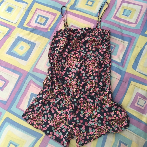 Navy blue floral Billabong romper