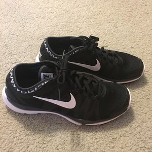 Black and white training shoes