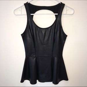 PacSun Black Leather Peplum Tank Top Tee XS Edgy