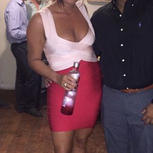 Bebe 2 tone bandage dress