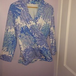 J. McLaughlin Faux 3/4 Sleeve Stretch Shirt