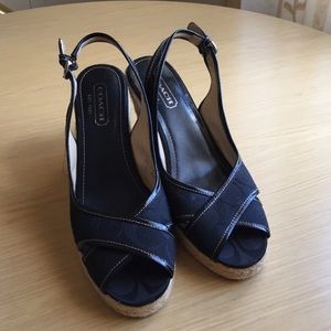 Sz 7 Black Coach Wedges, Worn only once or twice