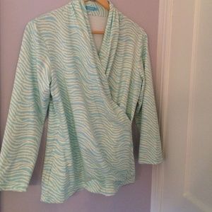 J. McLaughlin Turquoise Zebra Print Faux Wrap