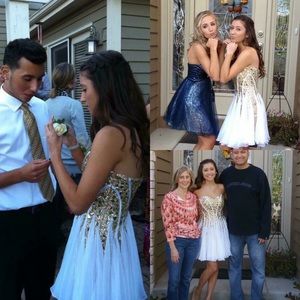 Short gold/white prom/homecoming dress