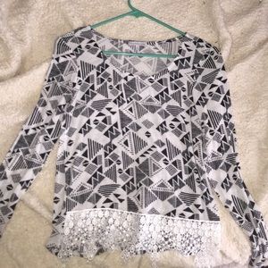 long sleeve tribal lace shirt