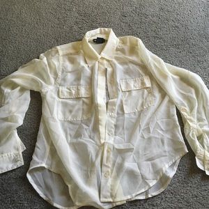 Sheer cream button down