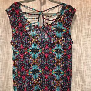 Tribal pattern tank with cutout back