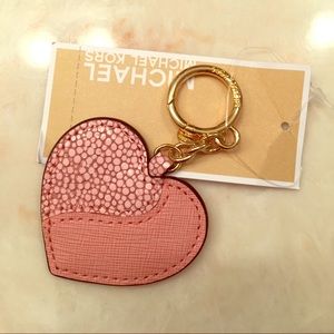(SOLD) MK Leather Lt Pink Heart Key Chain Fob