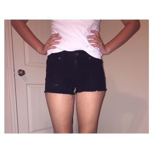 Black distressed high waisted shorts