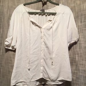 White Chiffon Short-sleeve peasant top