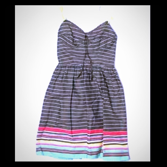 BNWT Olive Green Mossimo Bustier Striped Dress - Picture 1 of 4