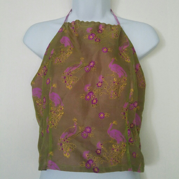 Lilly Pulitzer 100% silk crop halter top