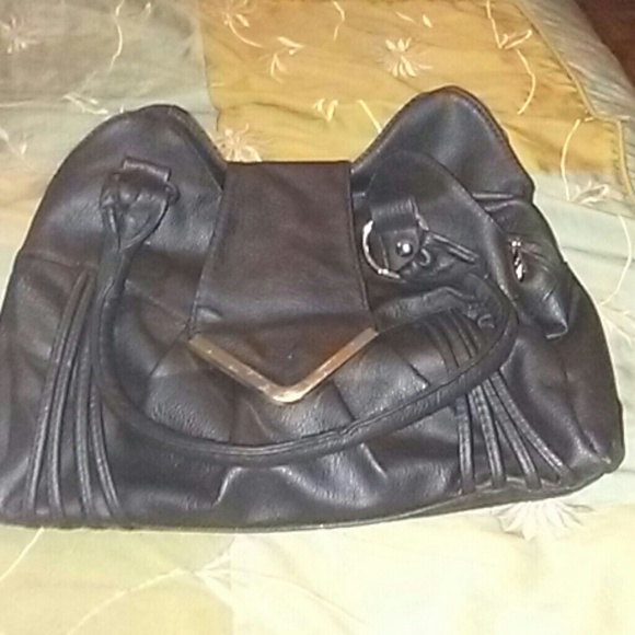 Leather black handbag