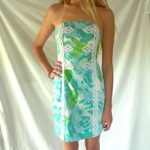 LILLY PULITZER 'Tansy' Lace Trim Strapless Dress