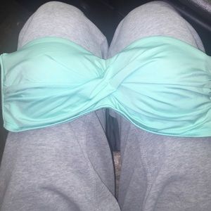 light blue strapless bathing suit top