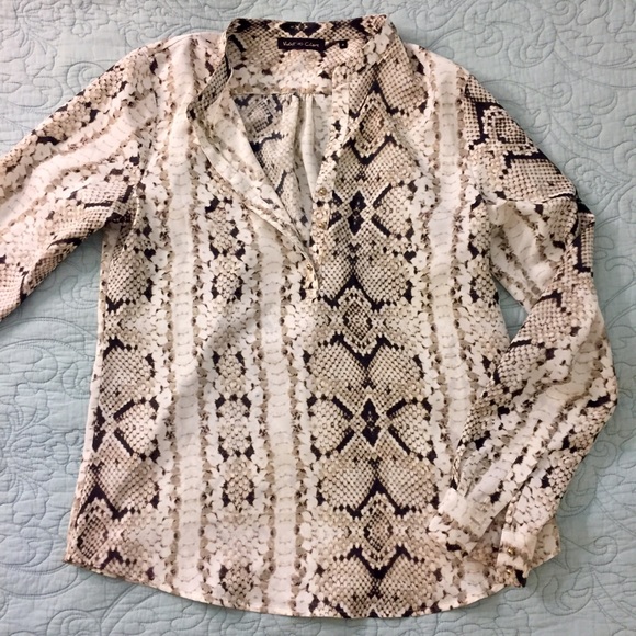 Violet & Claire Python Print Henley Blouse