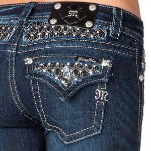 Miss Me Sequin Horseshoe Insert Boot Cut Jeans