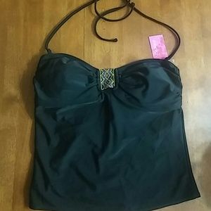 Sexy Black Swim top with Beading on the front!