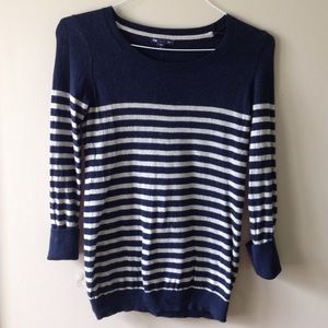 Navy and gray 3/4 length sleeve sweater