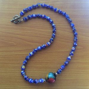 Blue glass necklace