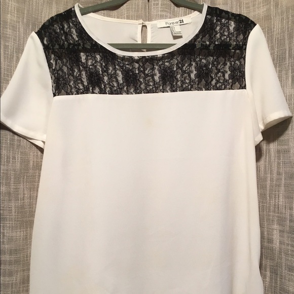 White Blouse with Black Lace