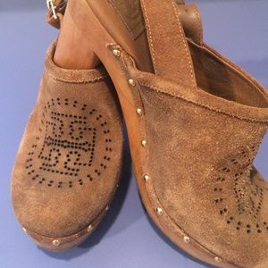 Tory Burch brown Suede Clog Sz 7.5