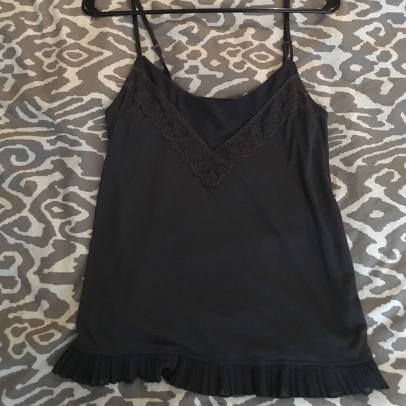 Dark gray lace trimmed tank