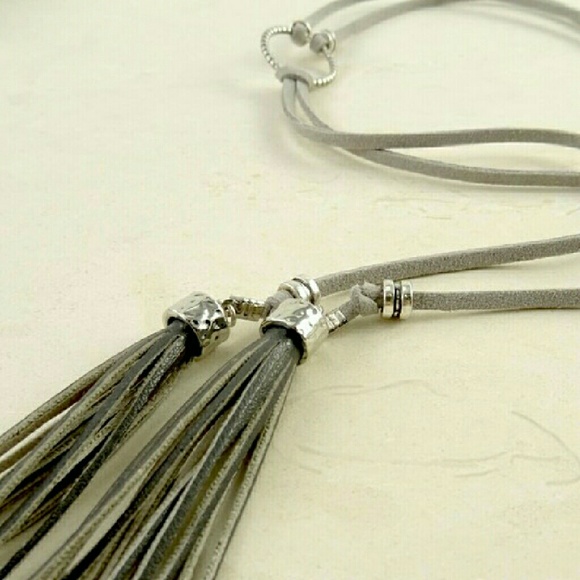 Suede Fringe Necklace - Picture 2 of 4