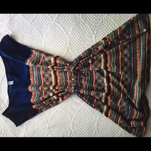 Aztec print dress with waist tie